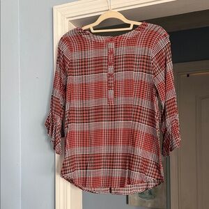 Kori Checkered Blouse in Rust and Black